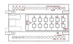Smart-Bus Dimmer 4ch 3Amp /ch, DIN-Rail Mount (G4) - SB-DIM4c3A-DN - GTIN (UPC-EAN): 0610696253873 Connection Port